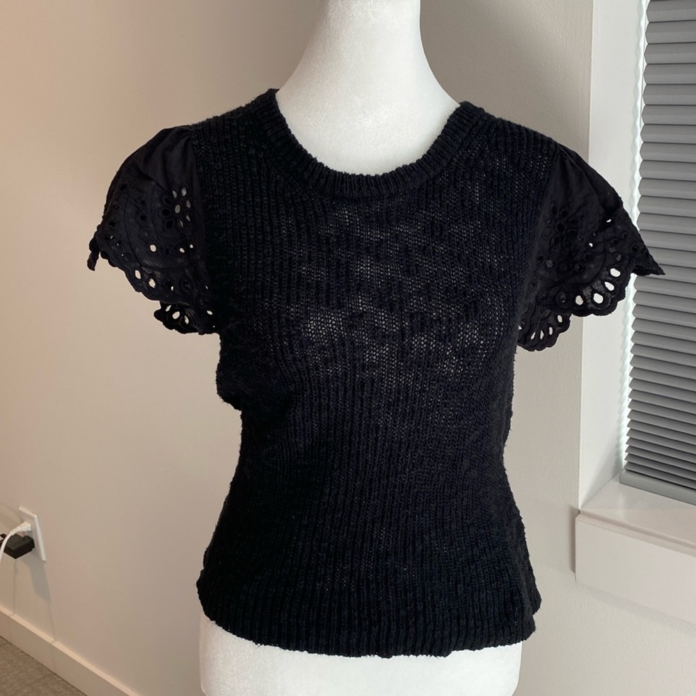 Anthropologie eyelet sleeve sweater